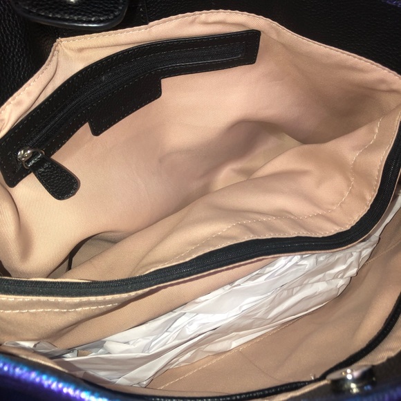 Dana Buchanan Metallic Purple Blu Mult Color Vegan Lthr Tote Bag EUC - Picture 5 of 13